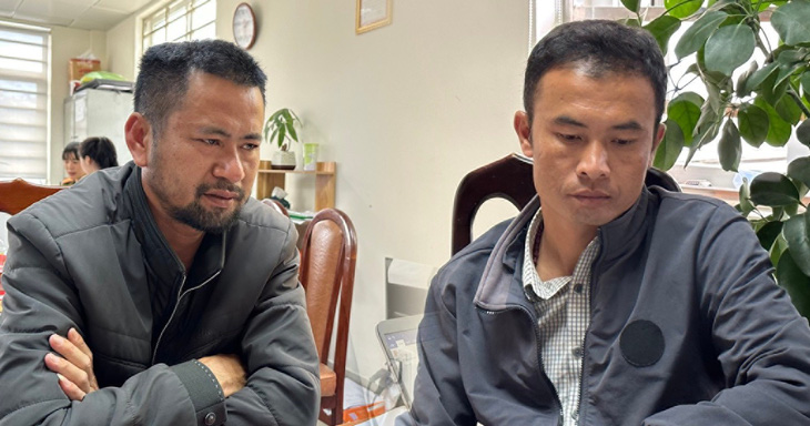 Nguyễn Uy Vũ (phải) và Dương Viết Phong tại cơ quan điều tra - Ảnhh: CACC