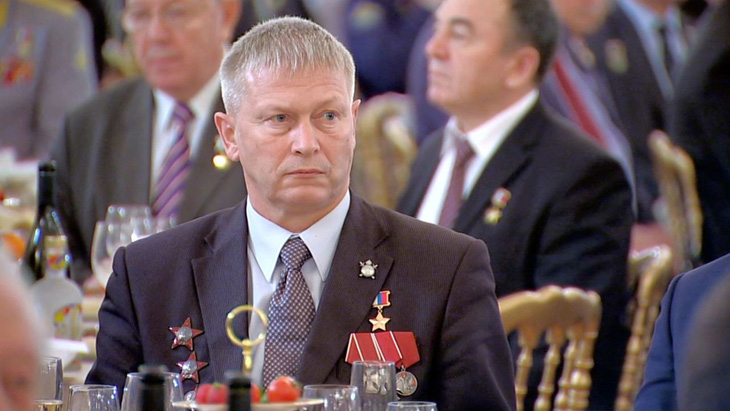 Andrey Troshev, một chỉ huy cấp cao của Wagner, tại tiệc chiêu đãi ở Điện Kremlin ngày 9-12-2016 - Ảnh: KREMLIN.RU/REUTERS