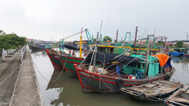 Ngư dân neo đậu tàu thuyền tại cảng cá thuộc quận Đồ Sơn, TP Hải Phòng trong chiều 16-7 - Ảnh: TIẾN THẮNG