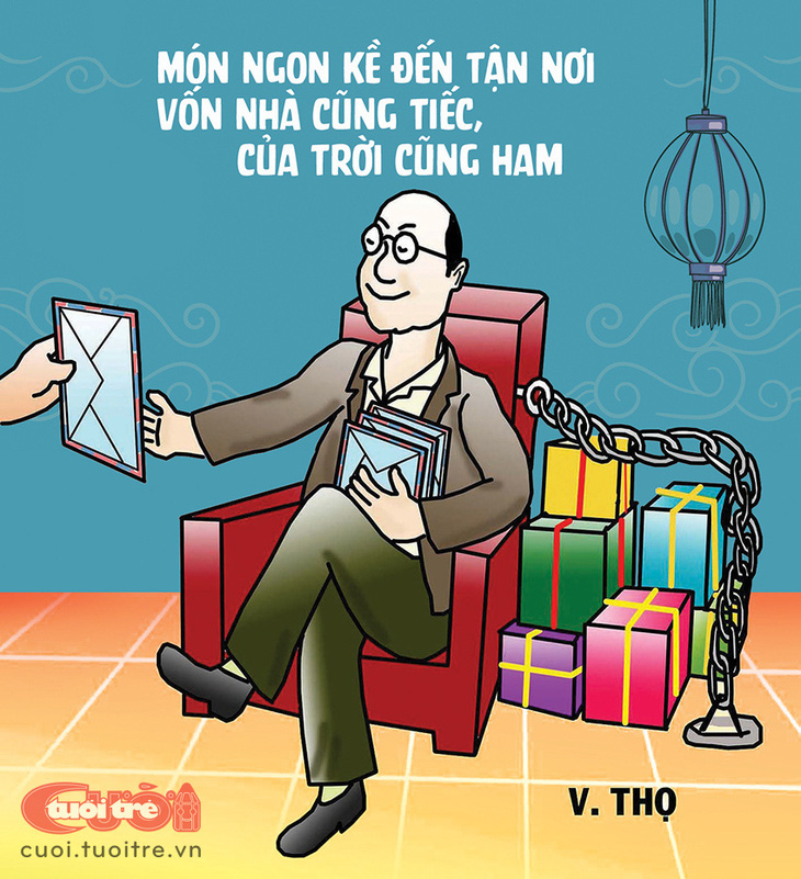 Quan tham lẩy Kiều: Món ngon kề đến tận nơi, vốn nhà cũng tiếc, của trời cũng ham - Tranh: T.V.Thọ 