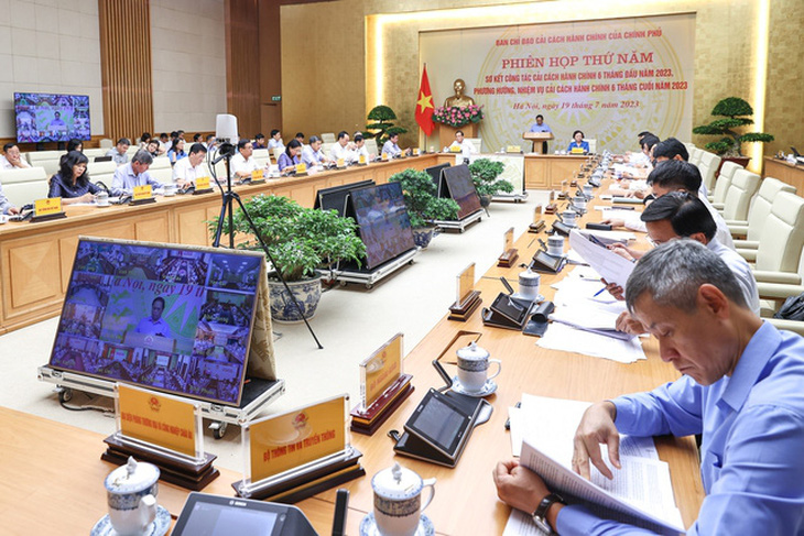 Phiên họp thứ 5 của Ban Chỉ đạo cải cách hành chính do Thủ tướng Phạm Minh Chính chủ trì - Ảnh: VGP