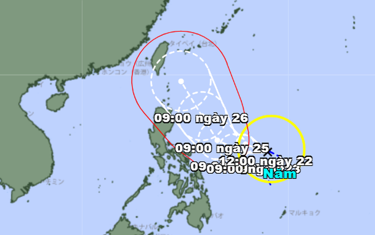 Áp thấp nhiệt đới ngoài khơi Philippines mạnh lên thành bão Doksuri