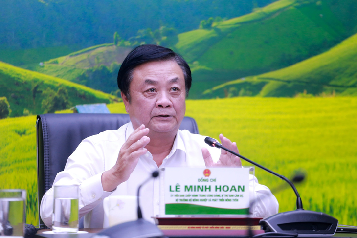 Bộ trưởng Bộ NN&PTNT Lê Minh Hoan phát biểu tại hội thảo thông qua hình thức trực tuyến - Ảnh: CHÍ TUỆ