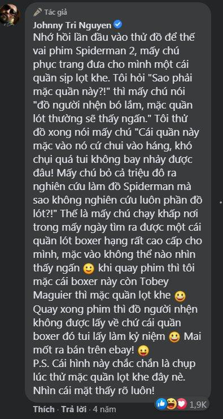 Ngôi sao hành động màn ảnh Việt từng chia sẻ câu chuyện hậu trường khó đỡ trên mạng xã hội