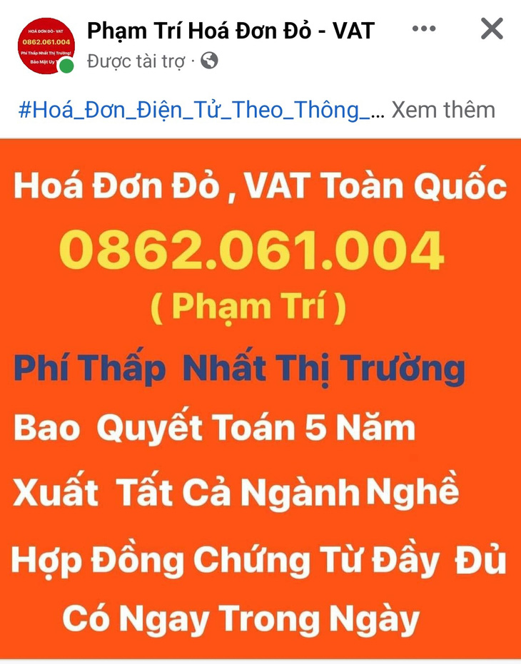 Ngang nhiên mua bán hóa đơn điện tử - Ảnh chụp màn hình