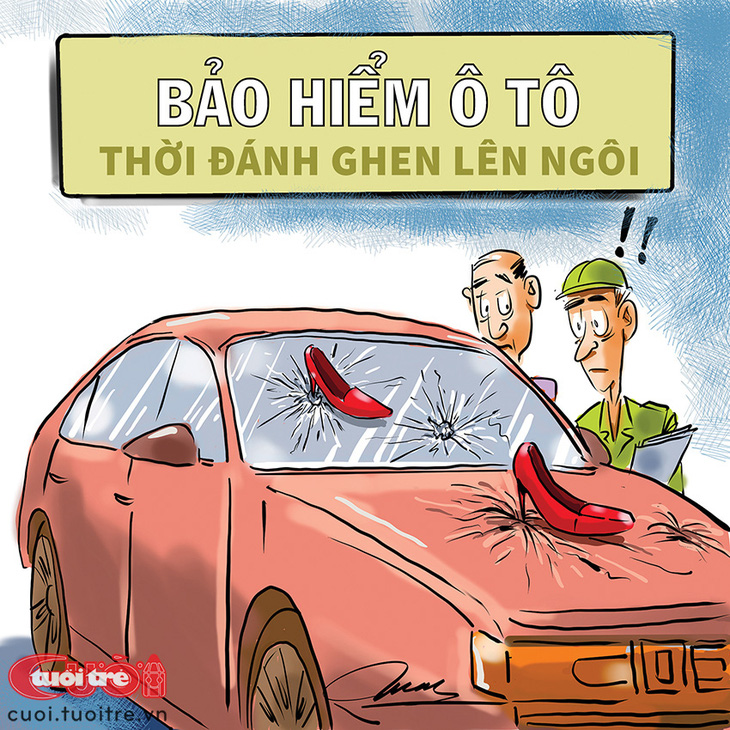 Bảo hiểm ô tô thời đánh ghen lên ngôi - Tranh: Đỗ Minh Tuấn