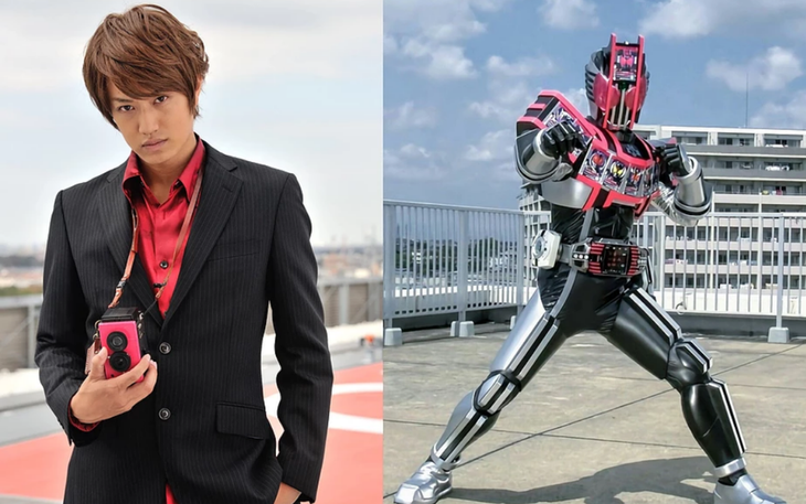 Masahiro Inoue với tạo hình Kamen Rider Decade, trong Kamen Rider - series tuổi thơ huyền thoại của nhiều thế hệ.