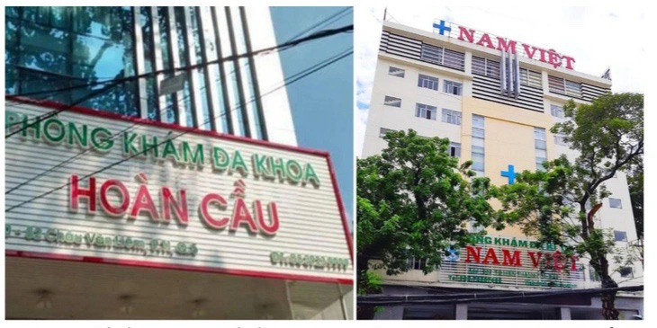 Phòng khám đa khoa Hoàn Cầu và Phòng khám đa khoa Nam Việt từng nhiều lần bị xử phạt, tước chứng chỉ hành nghề và tước giấy phép hoạt động có thời hạn - Ảnh: Sở Y tế TP.HCM