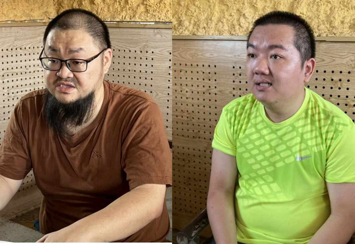 Hai người gốc Trung Quốc trong đường dây lừa đảo vừa bị Công an Quảng Bình bắt giữ - Ảnh: TR.T.