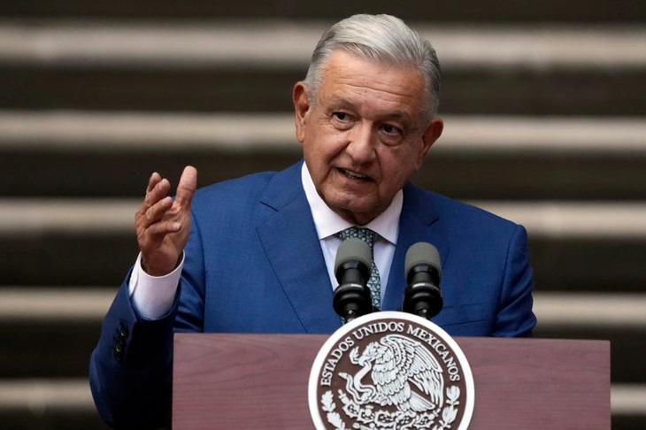 Tổng thống Mexico Andres Manuel Lopez Obrador tại Cung điện quốc gia - Ảnh: AP
