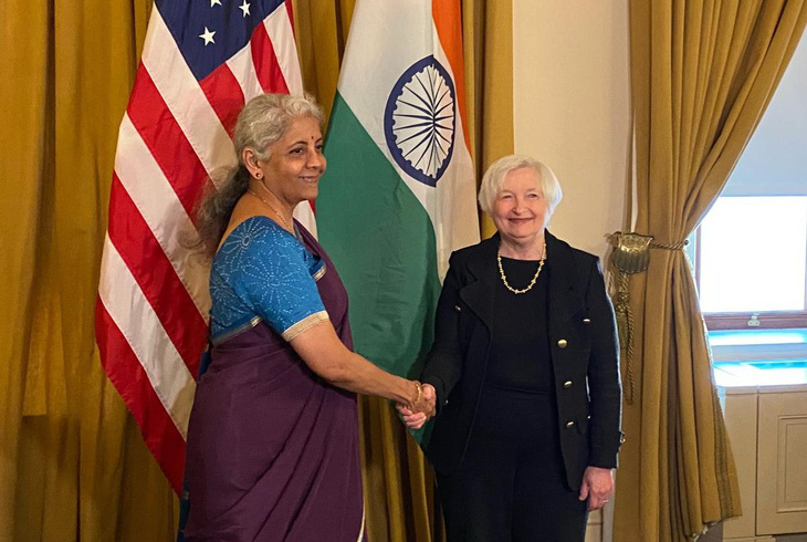Bà Janet Yellen ở Ấn Độ. Ảnh: The Hindu