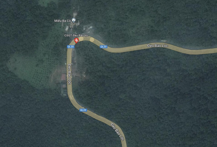Vị trí nơi sạt lở đè trạm cảnh sát giao thông (đánh dấu đỏ) - Ảnh: Google map