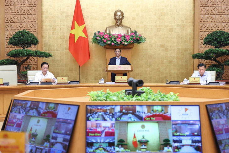 Thủ tướng Phạm Minh Chính chủ trì hội nghị trực tuyến Chính phủ với địa phương - Ảnh: VGP