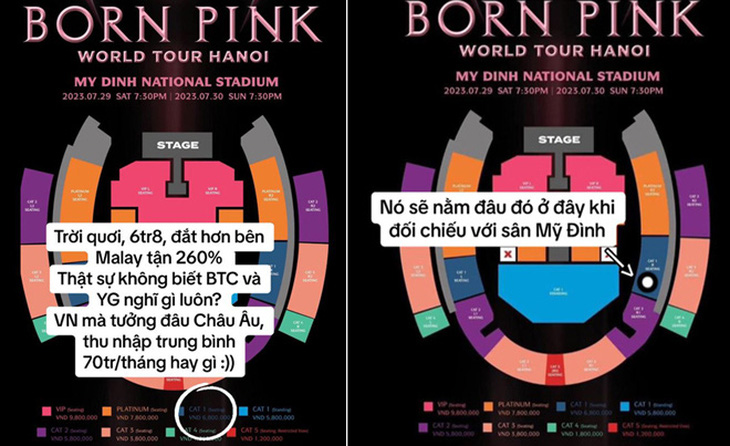 Nam TikToker đối chiếu hạng vé của mình với vị trí ghế ngồi từng mua ở Born Pink diễn ra tại Malaysia. Anh chàng tỏ ra khó hiểu khi biết được mức giá được áp dụng tại Việt Nam, đối với riêng hạng vé nam TikToker từng mua.