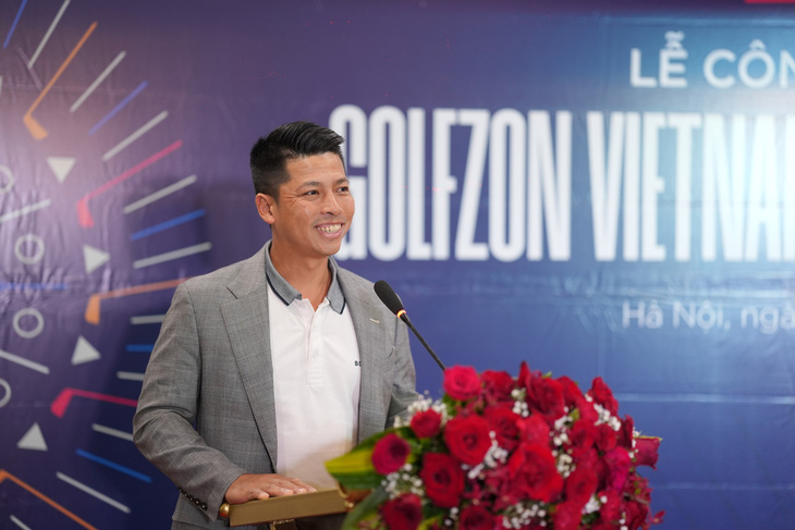 Phó tổng thư ký VGA Nguyễn Thái Dương phát biểu tại lễ ra mắt giải golf 3D chuyên nghiệp đầu tiên tại Việt Nam - Ảnh: GVC