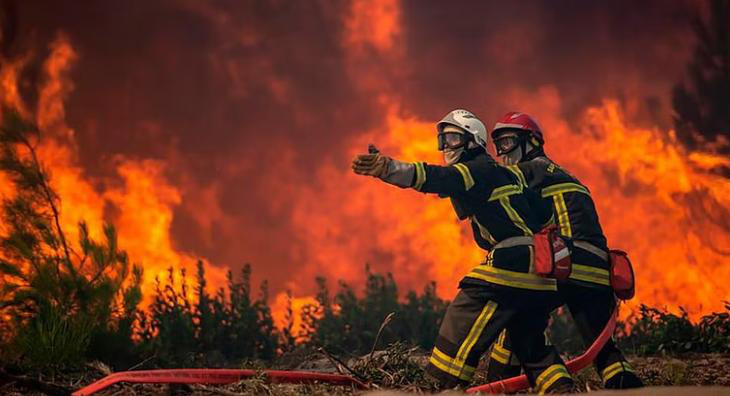 Lính cứu hỏa dập lửa chảy rừng ở khắp nơi - Ảnh: DW