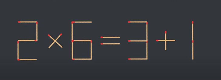 Thử tài IQ: Di chuyển một que diêm để 2x6=3+1 thành phép tính đúng - Ảnh 1.