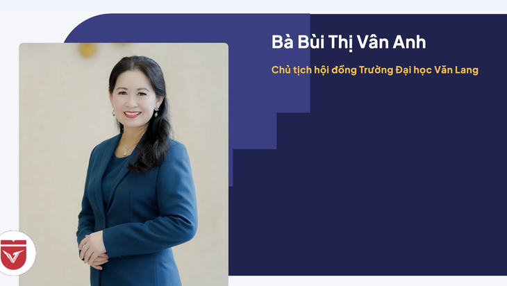 Website Trường đại học Văn Lang vừa cập nhật thông tin về hội đồng trường, trong đó bà Bùi Thị Vân Anh là chủ tịch hội đồng trường - Ảnh chụp màn hình