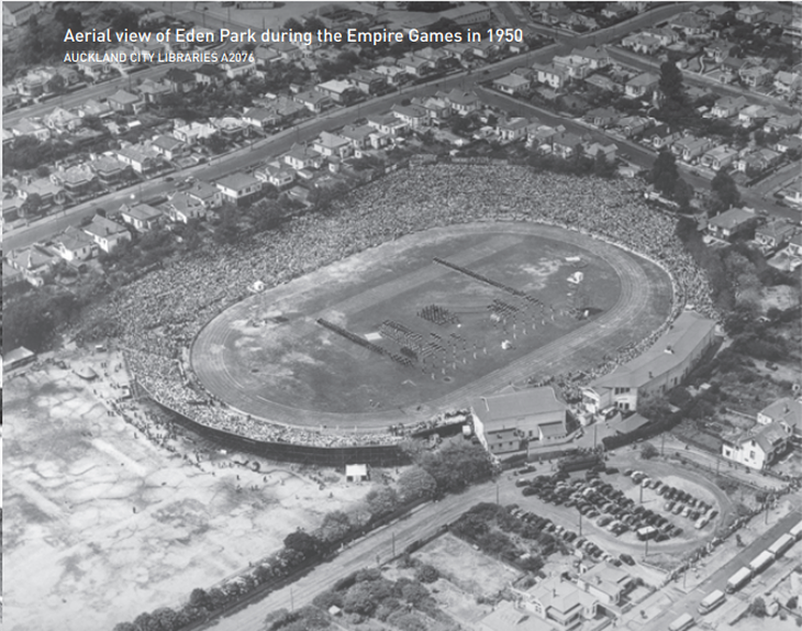 Toàn cảnh sân Eden Park khi diễn ra Đại hội thể thao đế chế Anh (British Empire Games) vào năm 1950 - Ảnh: AUCKLAND CITY LIBRARIES