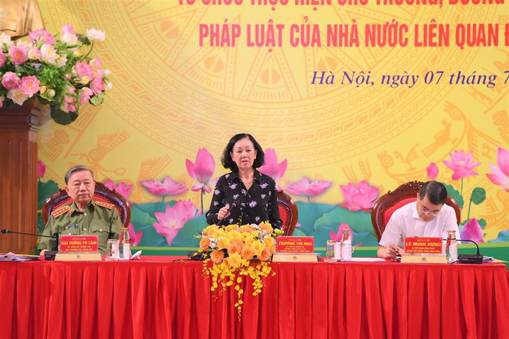Bà Trương Thị Mai tham gia hội nghị - Ảnh: Bộ Công an