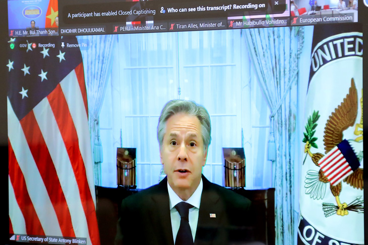 Ngoại trưởng Mỹ Antony Blinken phát biểu tại hội nghị - Ảnh: Bộ Ngoại giao cung cấp