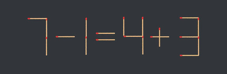 Thử tài IQ: Di chuyển một que diêm để 7-1=4+3 thành phép tính đúng - Ảnh 1.