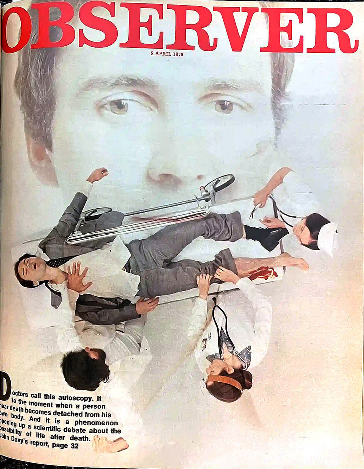 Tuần báo The Observer (Anh) ngày 8-4-1979 đăng ảnh bìa minh họa hiện tượng thoát xác trong trải nghiệm cận kề cái chết - Ảnh: Carl Fischer