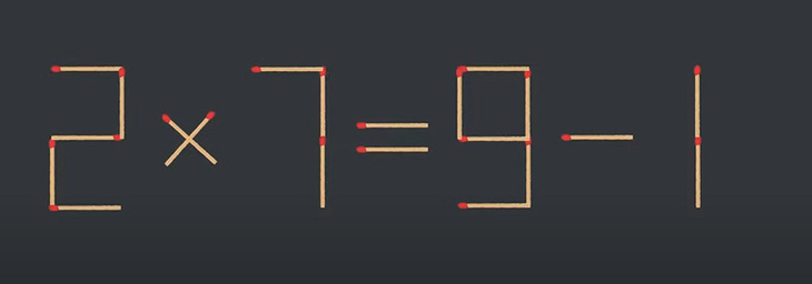 Thử tài IQ: Di chuyển một que diêm để 2x7=9-1 thành phép tính đúng - Ảnh 1.