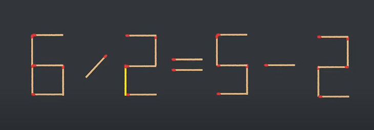 Thử tài IQ: Di chuyển một que diêm để 6/3=5-2 thành phép tính đúng - Ảnh 1.