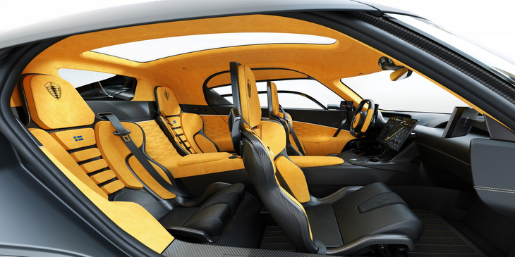Koenigsegg Gemera có biệt danh vui là &quot;siêu xe gia đình&quot; vì nội thất 4 ghế cực kỳ rộng rãi so với các siêu xe 2 cửa khác trên thị trường - Ảnh: Koenigsegg