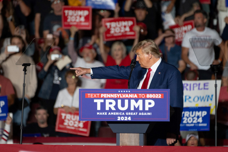 Cựu tổng thống Mỹ Donald Trump vận động tranh cử ở bang Pennsylvania ngày 29-7 - Ảnh: AFP