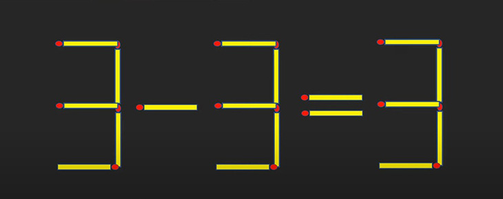 Thử tài IQ: Di chuyển hai que diêm để 3-3=3 thành phép tính đúng - Ảnh 1.