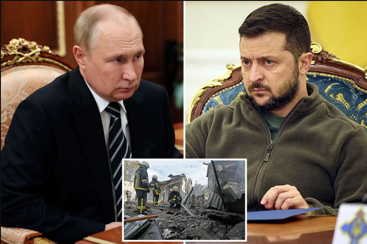 Tổng thống Nga Vladimir Putin (trái) và Tổng thống Ukraine Volodymyr Zelensky - Ảnh: NEW YORK POST/AP, AFP, Văn phòng báo chí Tổng thống Zelensky