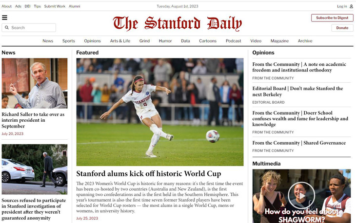 Trang chủ The Stanford Daily ngày 1-8-2023.