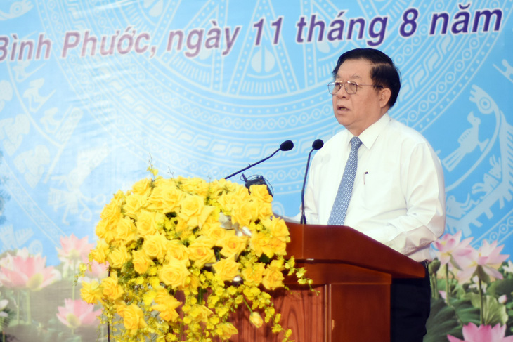 Trưởng Ban Tuyên giáo Trung ương Nguyễn Trọng Nghĩa phát biểu tại Hội nghị văn hóa tỉnh Bình Phước năm 2023 - Ảnh: A LỘC