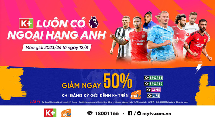 Ngoại hạng Anh 2023/2024 - Xem trực tiếp và độc quyền gói kênh K+ trên MyTV - Ảnh 1.