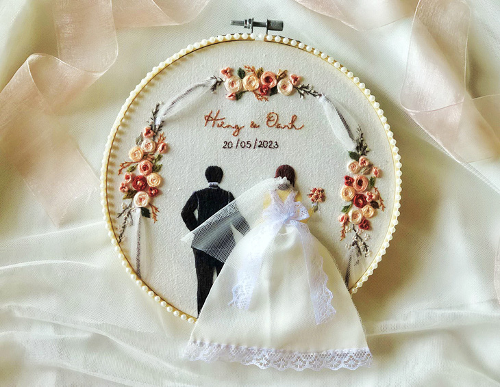 simple wedding day embroidery