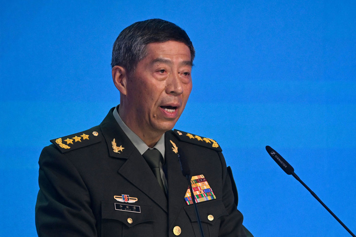 Bộ trưởng Quốc phòng Trung Quốc Lý Thượng Phúc phát biểu tại Hội nghị an ninh Matxcơva ngày 15-8 - Ảnh: AFP