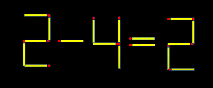 Thử tài IQ: Di chuyển hai que diêm để 2-4=2 thành phép tính đúng - Ảnh 1.