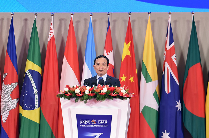 Phó thủ tướng Trần Lưu Quang phát biểu tại Hội chợ Trung Quốc - Nam Á lần thứ 7 ngày 16-8 - Ảnh: Bộ Ngoại giao cung cấp