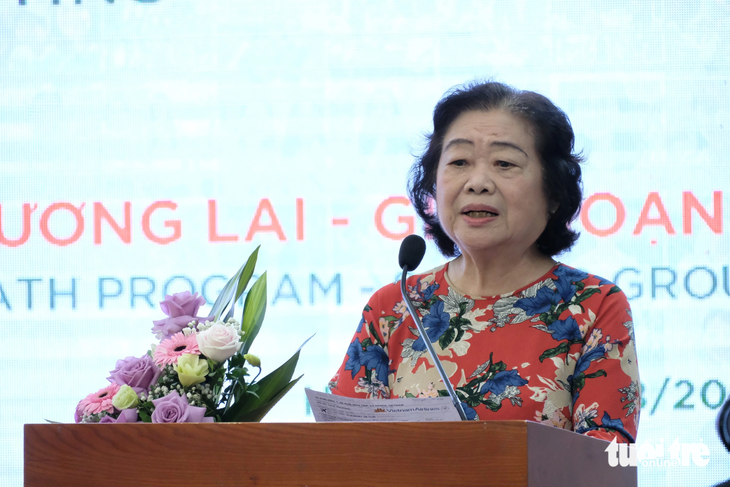 Nguyên phó chủ tịch nước Trương Mỹ Hoa phát biểu tại buổi gặp mặt - Ảnh: NGUYÊN BẢO