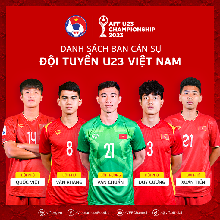 Ban cán sự U23 Việt Nam tại Giải U23 Đông Nam Á 2023 - Ảnh: VFF