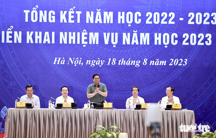 Thủ tướng Chính phủ Phạm Minh Chính chủ trì Hội nghị tổng kết năm học 2022-2023 triển khai nhiệm vụ năm học 2023-2024 - Ảnh: NGUYỄN KHÁNH