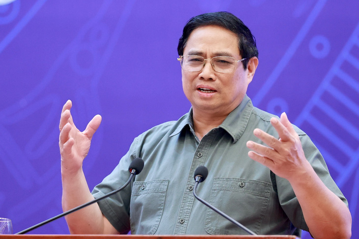 Thủ tướng Phạm Minh Chính tại hội nghị tổng kết năm học 2022 - 2023 và triển khai nhiệm vụ năm học mới - Ảnh: NGUYỄN KHÁNH