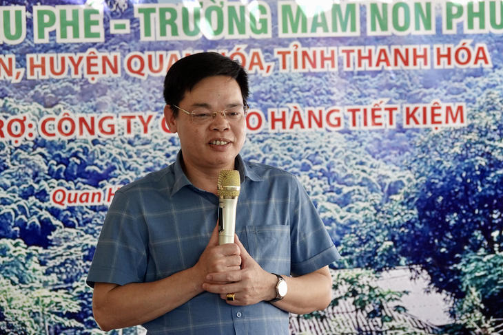 Ông Hà Văn Thủy - phó bí thư thường trực Huyện ủy Quan Hóa - phát biểu tại buổi lễ - Ảnh: NGỌC QUANG