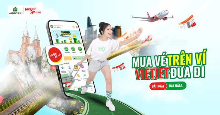Hành khách có thể mua vé bay và theo dõi lịch trình bay VietJet Air ngay trên ví Appota