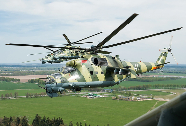 Trực thăng tấn công Mi-24 do Nga sản xuất trong quân đội Belarus - Ảnh: Airliners.net