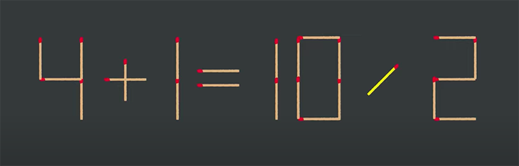 Thử tài IQ: Di chuyển hai que diêm để 4+1=10-2 thành phép tính đúng - Ảnh 1.