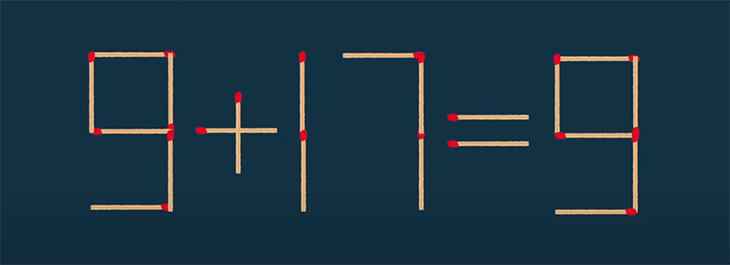 Thử tài IQ: Di chuyển một que diêm để 9+17=9 thành phép tính đúng - Ảnh 1.