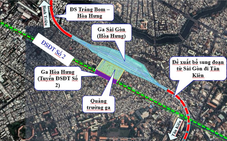 Bản đồ quy hoạch - Ga Sài Gòn (còn gọi là ga Hòa Hưng) định hướng là đầu mối trung tâm chuyển khách của các ga lân cận và ngoại tỉnh.